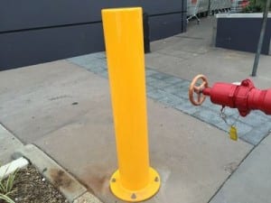 base plated boolard safe guarding the water hydrant