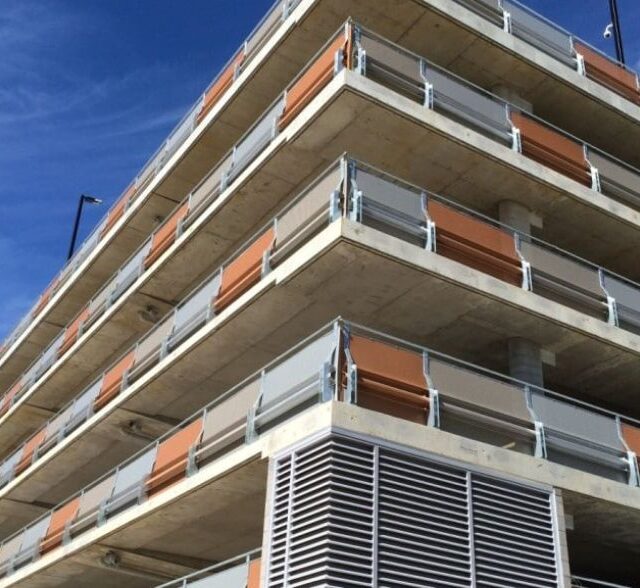 Royal north shore hospital car park crash barriers installed on different levels, a commercial fencing service provided by metal fencing specialist