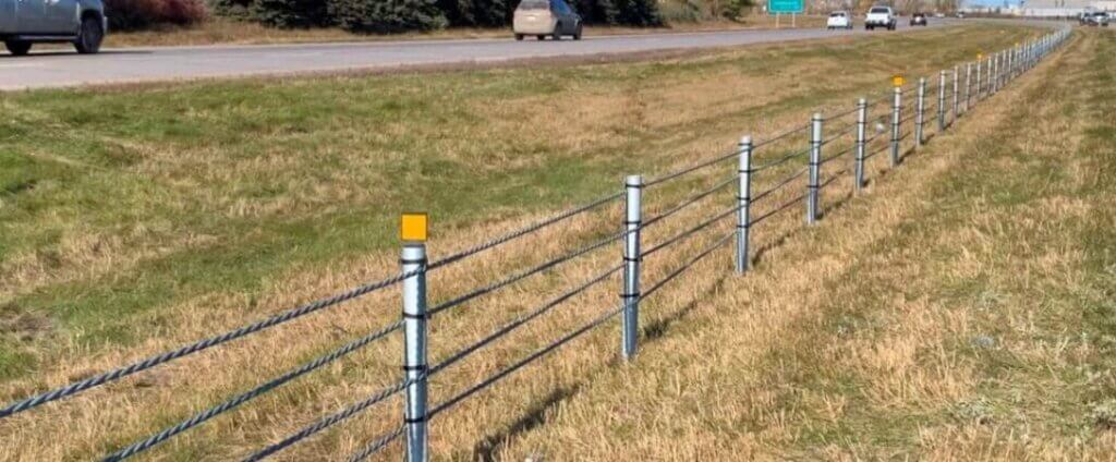 BRIFEN Wire Rope Guardrail System installed on highway