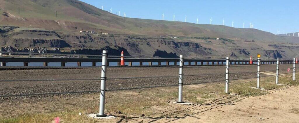 BRIFEN Wire Rope Guardrail Barrier System installed on Motorway
