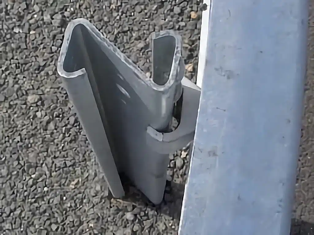 Ezy Guard crash barrier and road guardrails installed roadside near grass