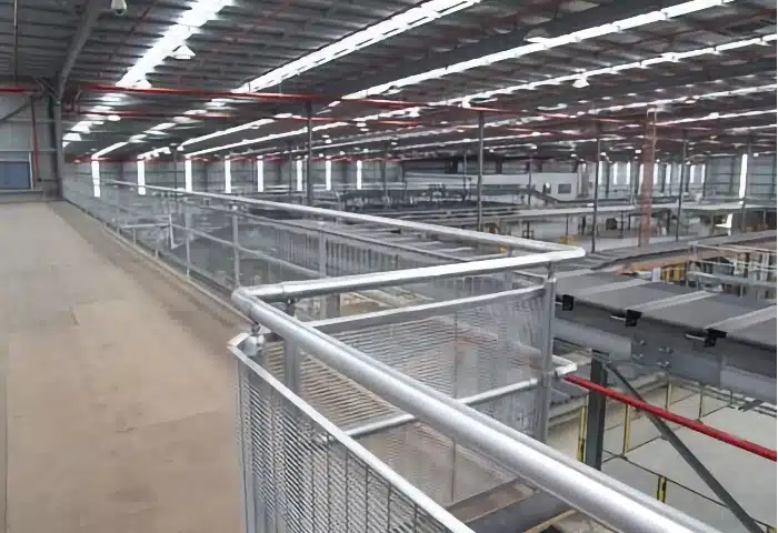 Handrails installed in warehouse