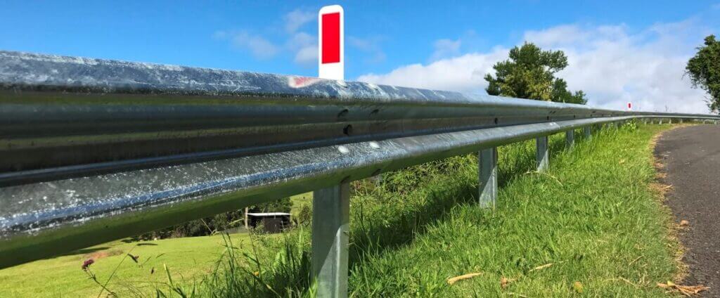 RAMSHIELD roadside safety barrier in grass near road