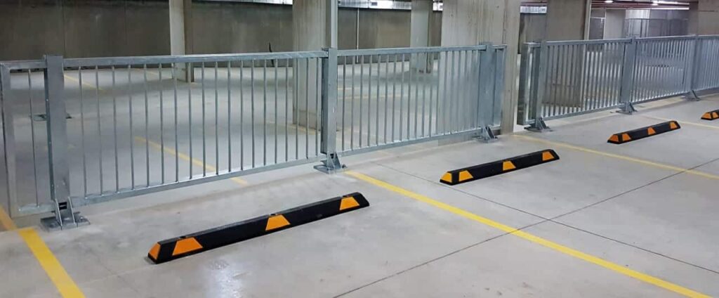 RHINO STOP Elite Car Park Barriers in an indoor carpark