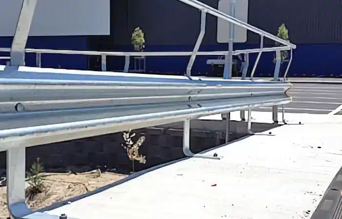 EZY-GUARD guardrail with silver finish installed on roadside