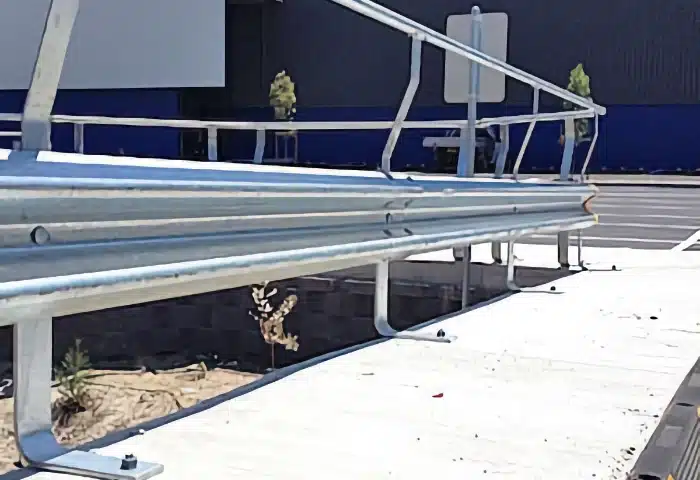 EZY-GUARD guardrail with silver finish installed on roadside