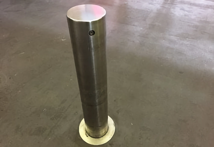 Stainless steel bollard installed in carpark