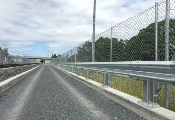 W Beam Guardrail Installation on a Roadside