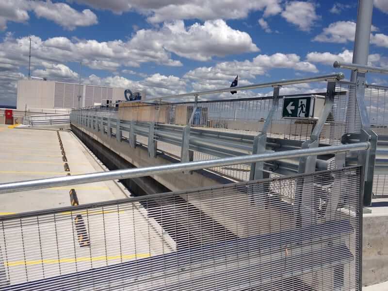 Guardrail Installation, parking stops and barriers in Canterbury Hurlstone Park RSL car park near exit sign