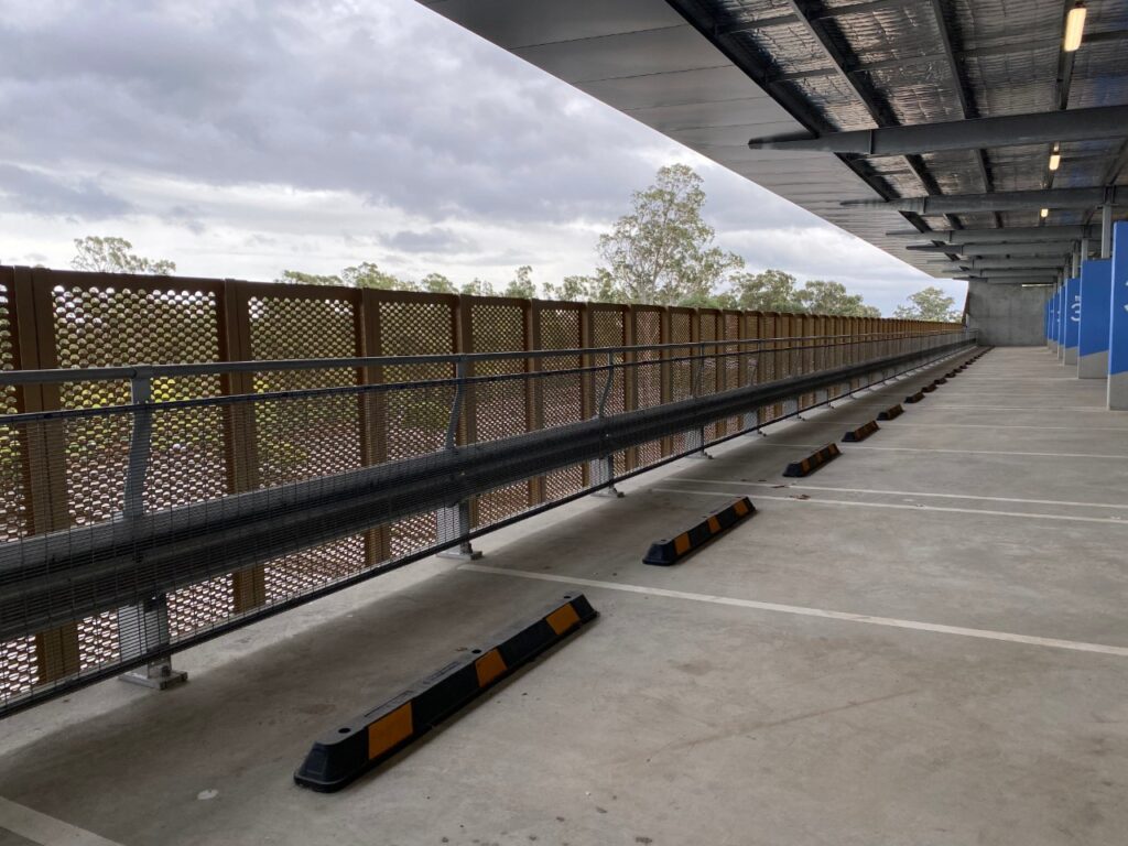 Rooty Hill RSL Car Park Barrier Project guard rail and car park vehicle barriers with wheel stops between lines