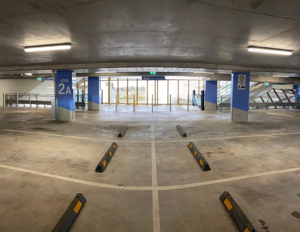 Rooty Hill RSL Car Park Barriers and wheel stops on level 2A