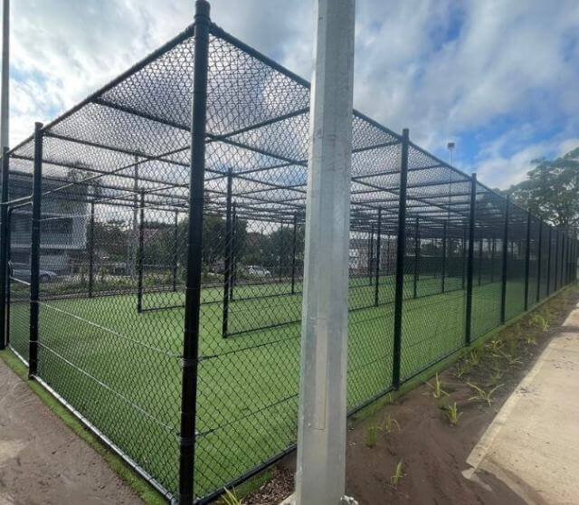 Three metre Rydalmere Park Cricket Nets chain wire fencing, installed as part the commercial fencing service provided by metal fencing specialist
