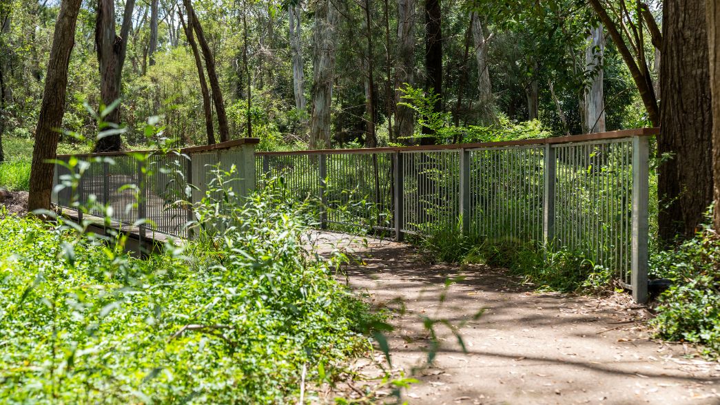 Pedestrian fencing barriers in Rouse Hill with timber hardtop