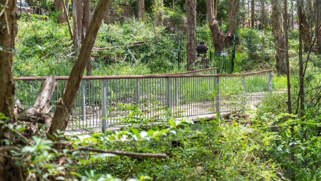 Galvanised pedestrian fencing barriers installed on bridge in Rouse Hill